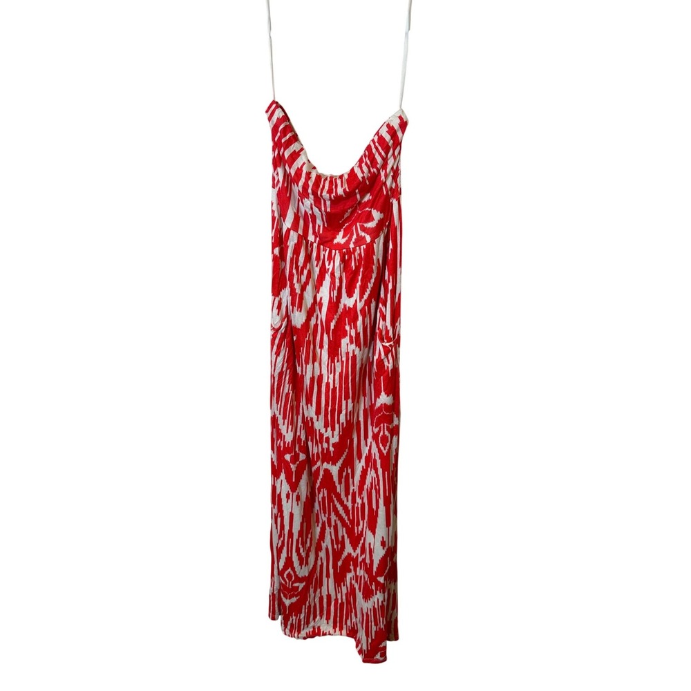 Velvet by Graham‎ & Spencer Red White Ikat Strapless Maxi Dress Size M